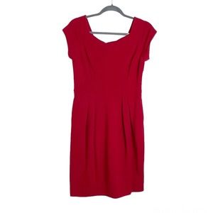 Diane Von Furstenberg Wool V-back Sheath Dress 12 Red